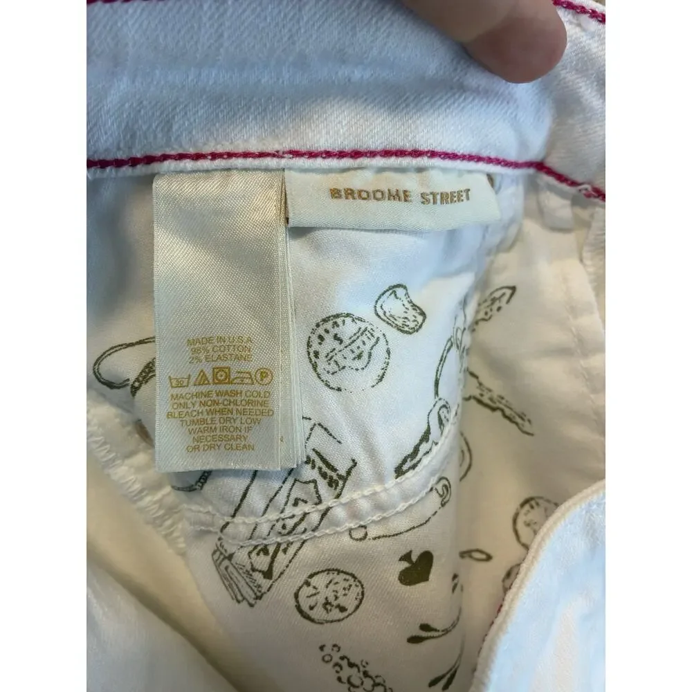 Kate Spade Play Hooky Broome Street White Stretch Denim Pants Sz 27